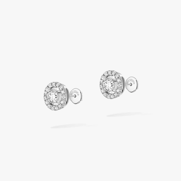 Messika Joy Brilliant-Cut Earrings in 18K White Gold, Small Model | Fine Earrings | Coveti