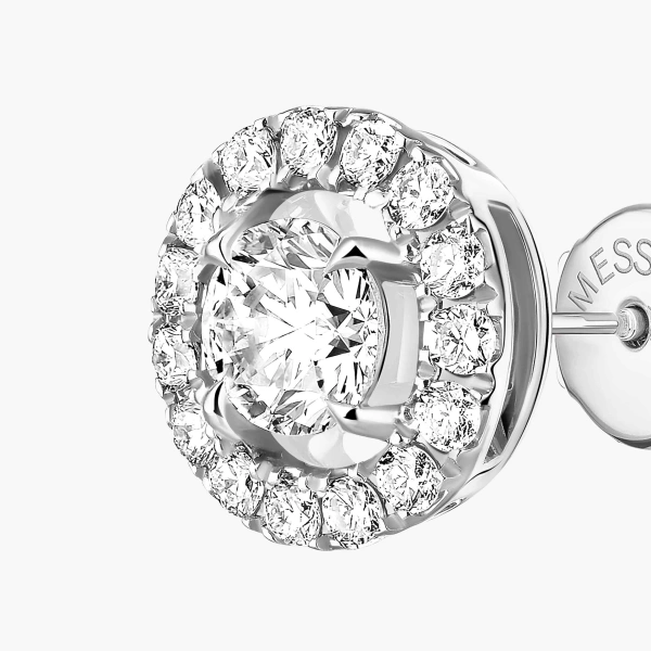 Messika Joy Brilliant-Cut Earrings in 18K White Gold, Small Model | Fine Earrings | Coveti