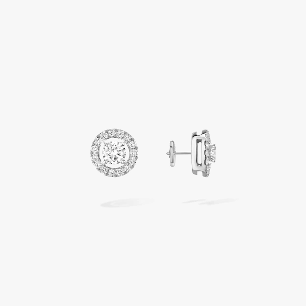 Messika Joy Brilliant-Cut Earrings in 18K White Gold, Small Model | Fine Earrings | Coveti