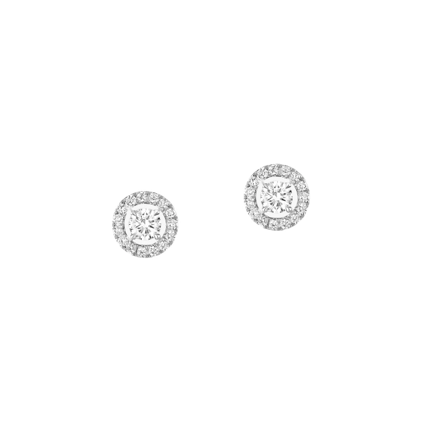 Joy Brilliant-Cut Earrings in 18K White Gold, Small Model