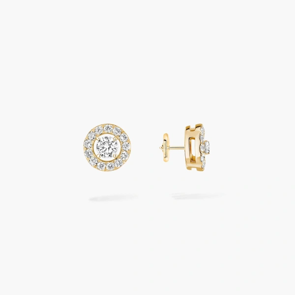 Messika Joy Brilliant-Cut Earrings in 18K Yellow Gold, Mini Model | Fine Earrings | Coveti