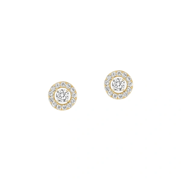 Messika Joy Brilliant-Cut Earrings in 18K Yellow Gold, Mini Model | Fine Earrings | Coveti