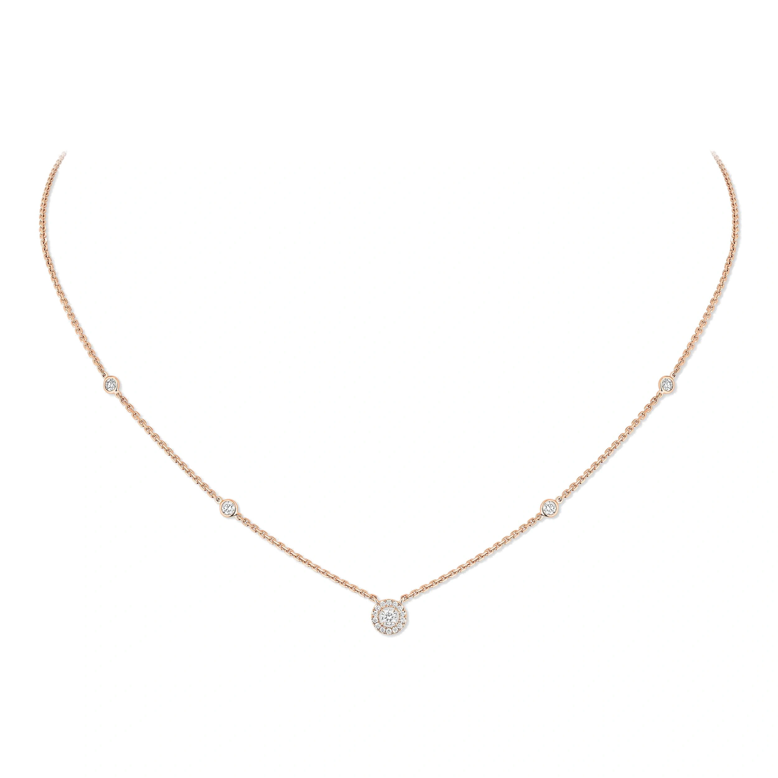 Messika Joy Brilliant-Cut Necklace in 18K Pink Gold, Mini Model Messika Joy Brilliant-Cut Necklace in 18K Pink Gold, Mini Model | Fine Necklaces | Coveti