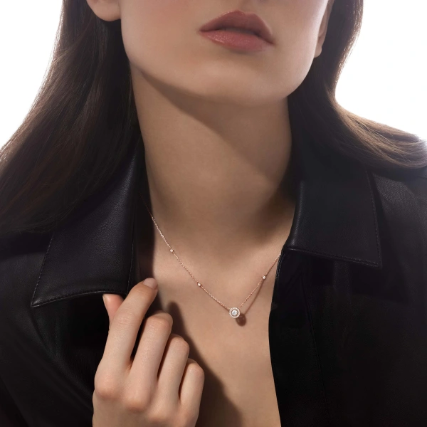 Messika Joy Brilliant-Cut Necklace in 18K Pink Gold | Fine Necklaces | Coveti