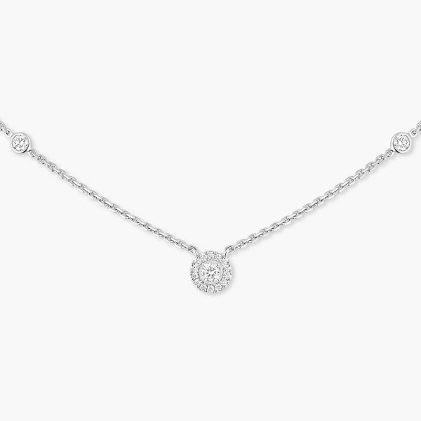 Messika Joy Brilliant-Cut Necklace in 18K White Gold, Mini Model | Fine Necklaces | Coveti