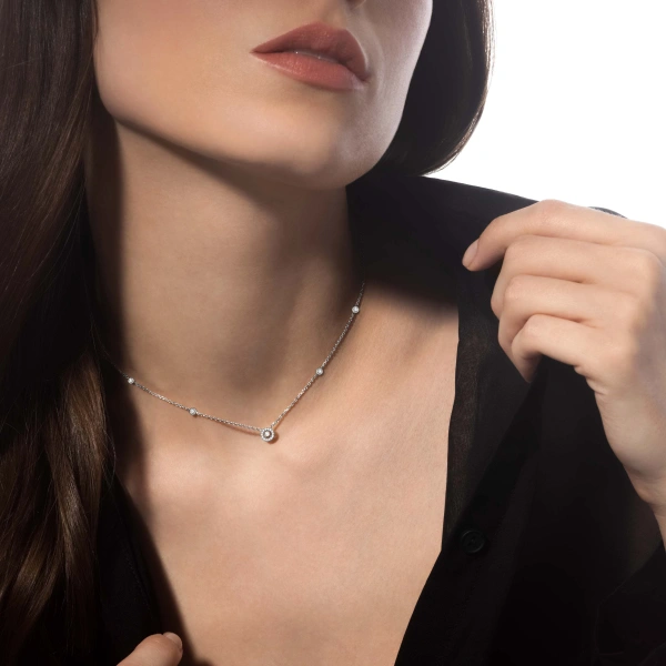 Messika Joy Brilliant-Cut Necklace in 18K White Gold, Mini Model | Fine Necklaces | Coveti