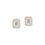 Messika Joy Emerald-Cut Diamond Earrings in 18K Pink Gold, Small | Fine Earrings | Coveti