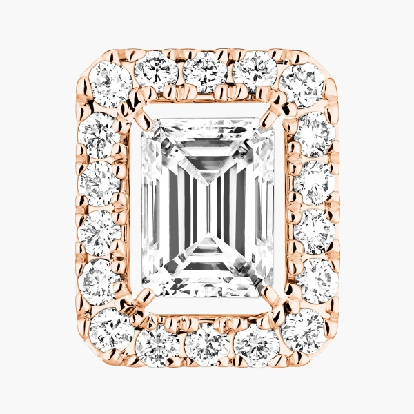 Messika Joy Emerald-Cut Diamond Earrings in 18K Pink Gold, Small | Fine Earrings | Coveti