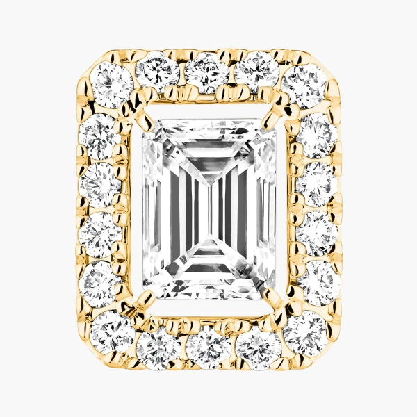 Messika Joy Emerald-Cut Diamond Earrings in 18K Yellow Gold, Small | Fine Earrings | Coveti