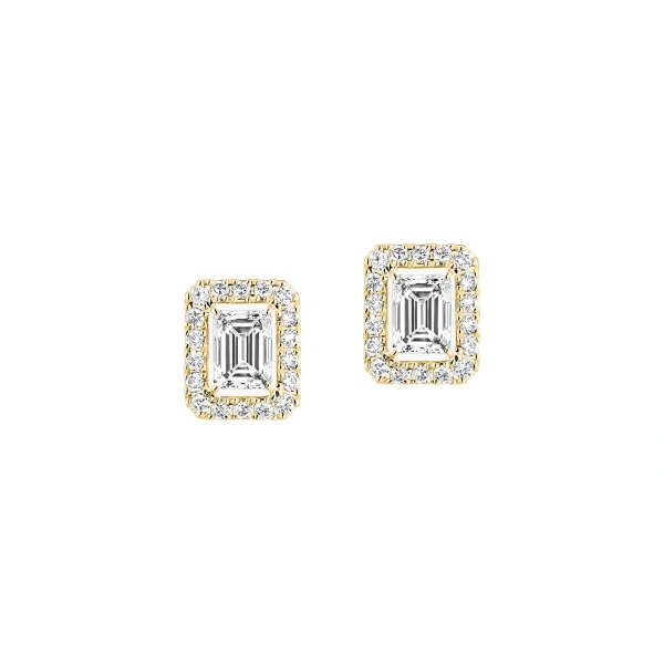 Joy Emerald-Cut Diamond Earrings in 18K Yellow Gold, Small