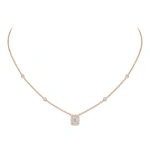 Messika Joy Emerald-Cut Diamond Necklace in 18K Pink Gold | Fine Necklaces | Coveti