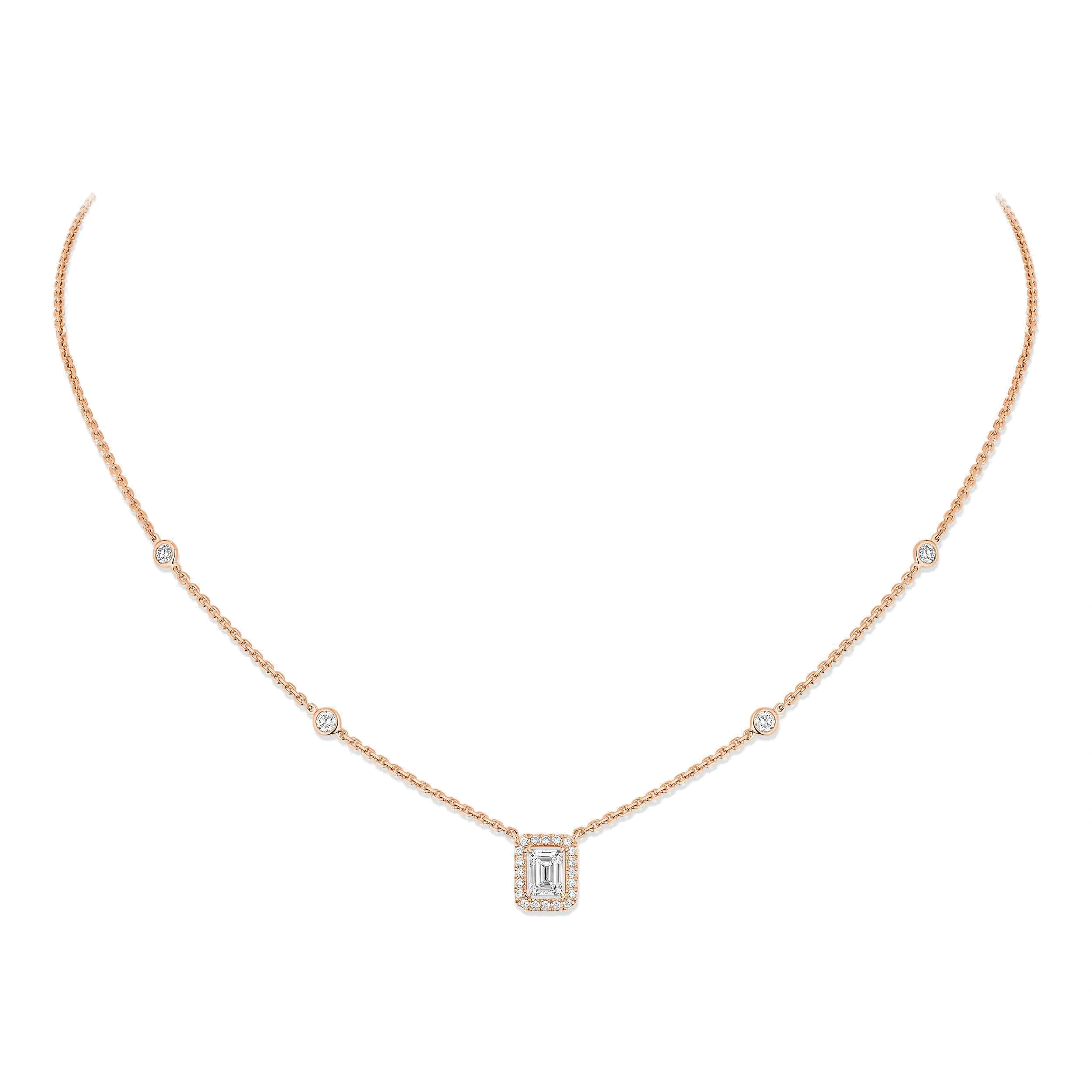 Messika Joy Emerald-Cut Diamond Necklace in 18K Pink Gold Messika Joy Emerald-Cut Diamond Necklace in 18K Pink Gold | Fine Necklaces | Coveti