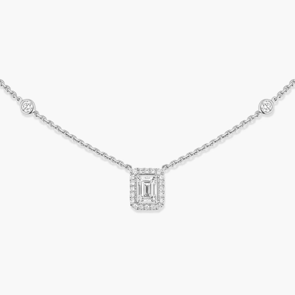 Messika Joy Emerald-Cut Diamond Necklace in 18K White Gold | Fine Necklaces | Coveti
