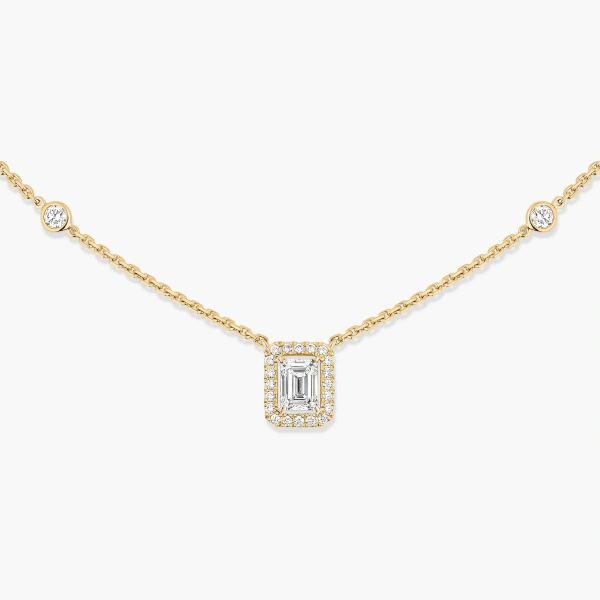Messika Joy Emerald-Cut Diamond Necklace in 18K Yellow Gold | Fine Necklaces | Coveti