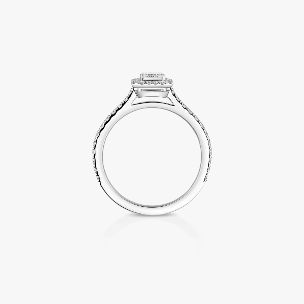 Messika Joy Emerald-Cut Solitaire Ring in 18K White Gold, Medium Model | Fine Rings | Coveti