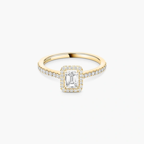 Messika Joy Emerald-Cut Solitaire Ring in 18K Yellow Gold, Small Model | Fine Rings | Coveti