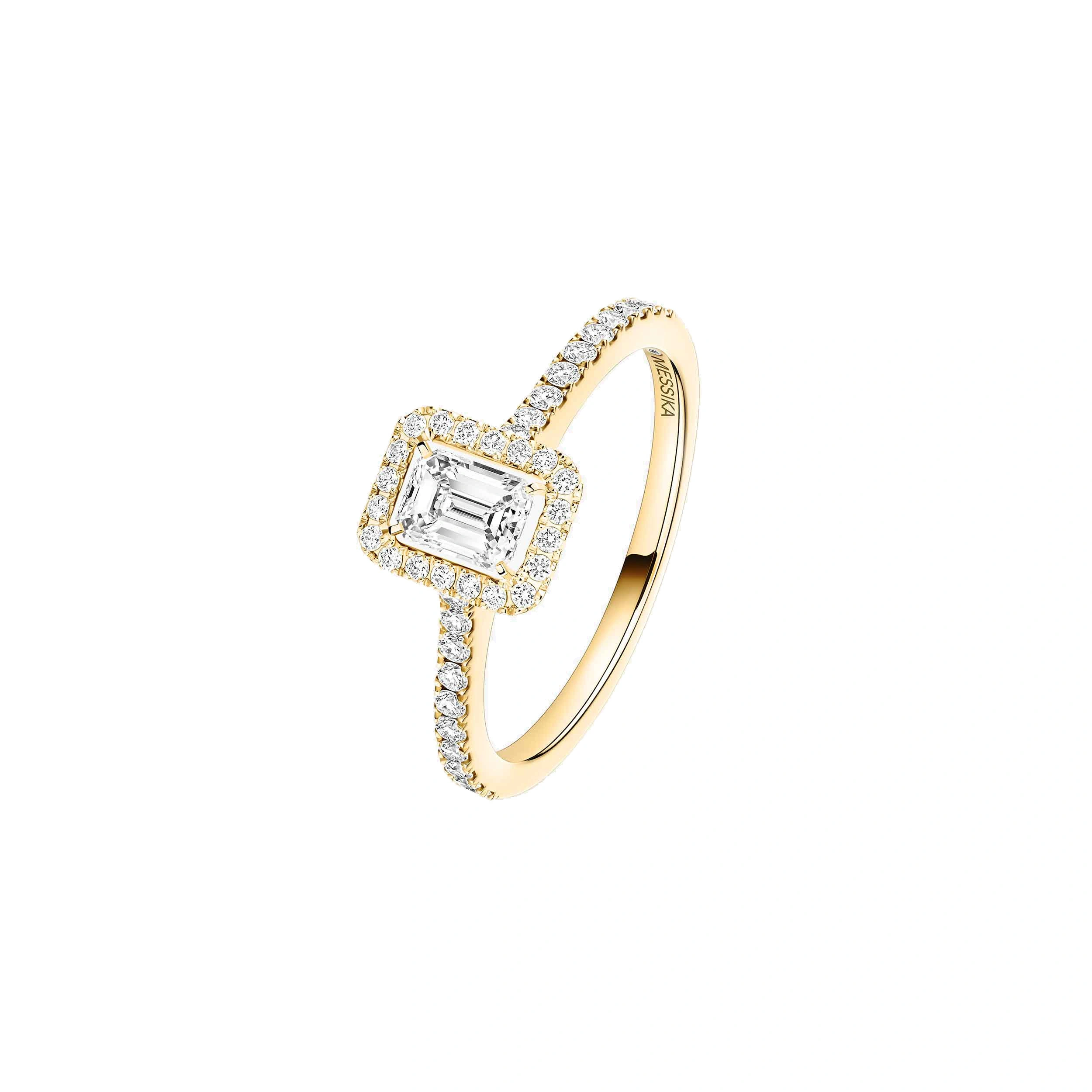 Messika Joy Emerald-Cut Solitaire Ring in 18K Yellow Gold, Small Model Messika Joy Emerald-Cut Solitaire Ring in 18K Yellow Gold, Small Model | Fine Rings | Coveti