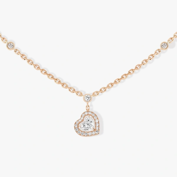 Messika Joy Heart-Cut Necklace in 18K Pink Gold | Fine Necklaces | Coveti
