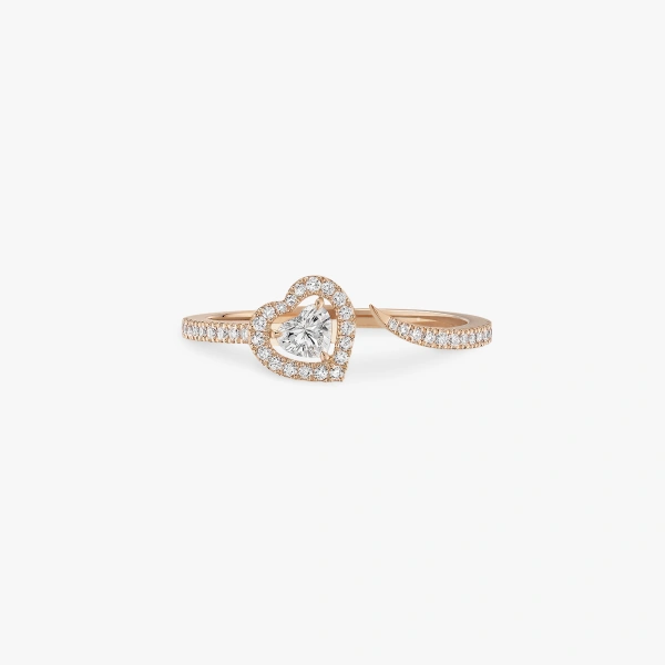 Messika Joy Heart-Cut Solitaire Ring in 18K Pink Gold, Small Model | Fine Rings | Coveti