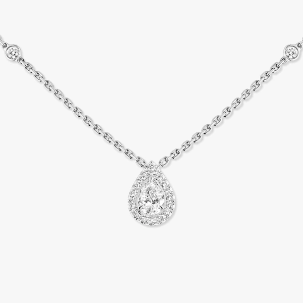 Messika Joy Pear-Cut Necklace in 18K White Gold | Fine Necklaces | Coveti