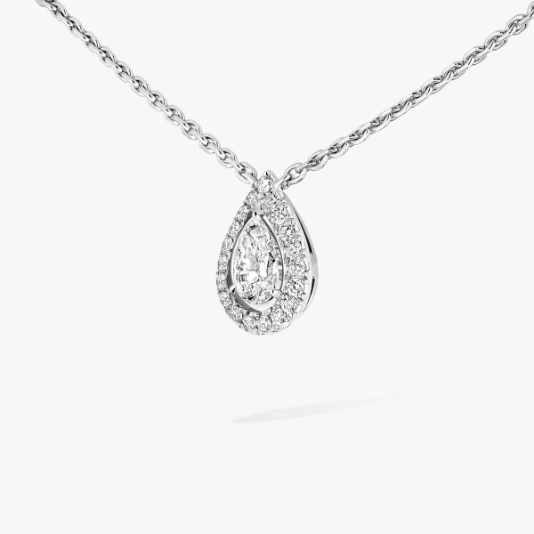 Messika Joy Pear-Cut Necklace in 18K White Gold | Fine Necklaces | Coveti