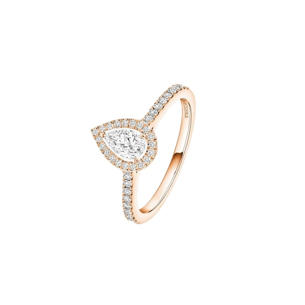 Joy Pear-Cut Solitaire Ring in 18K Pink Gold, Small Model