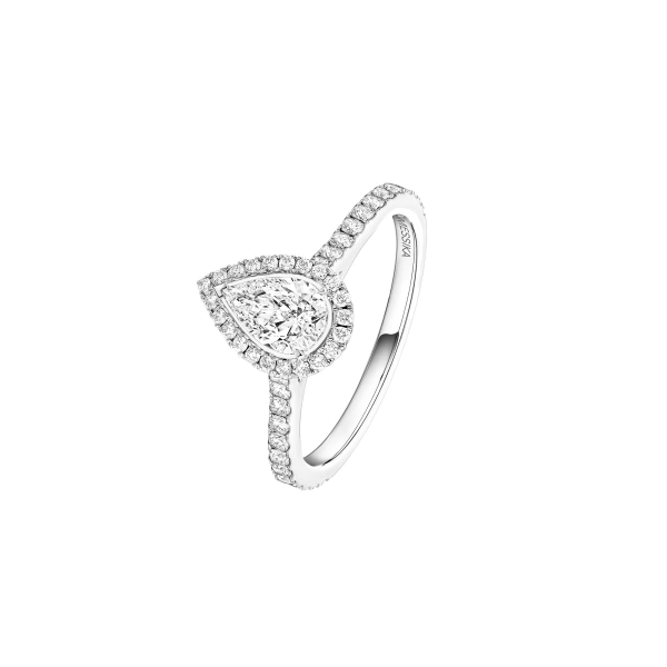Joy Pear-Cut Solitaire Ring in 18K White Gold, Medium Model