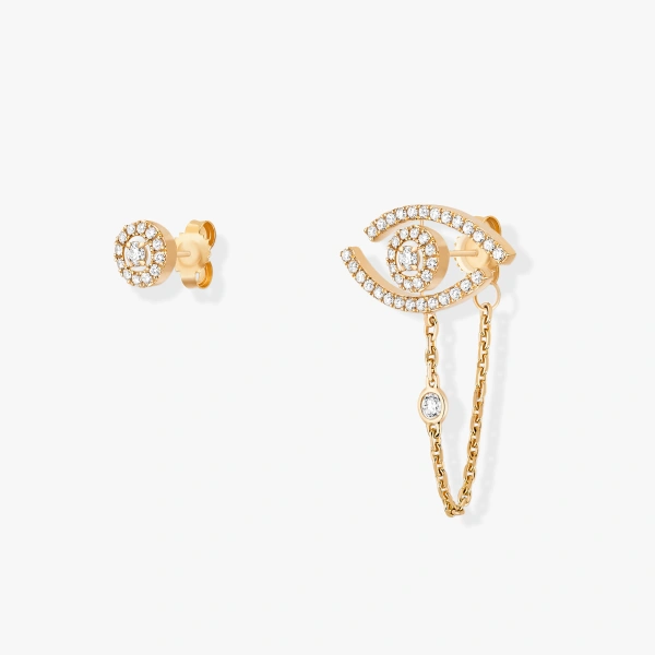 Messika Lucky Eye Earrings in 18K Yellow Gold | Fine Earrings | Coveti