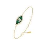 Messika Lucky Eye Malachite Bracelet in 18K Yellow Gold | Fine Bracelets | Coveti