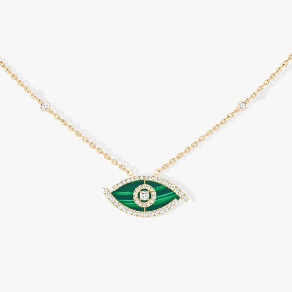 Messika Lucky Eye Malachite Necklace in 18K Yellow Gold | Fine Necklaces | Coveti