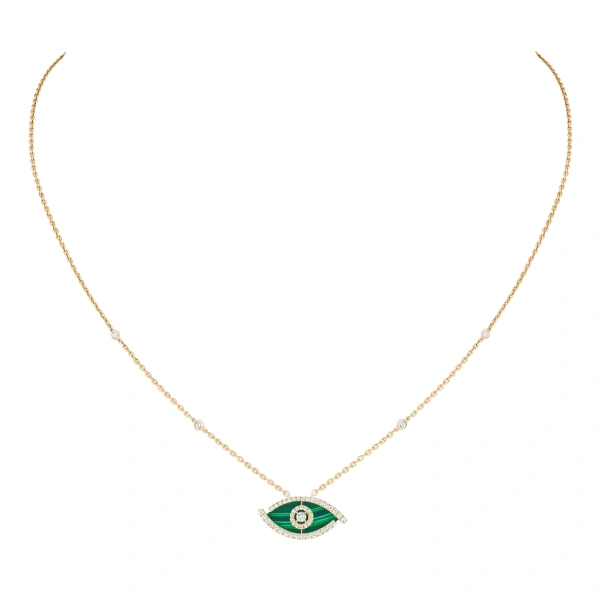 Messika Lucky Eye Malachite Necklace in 18K Yellow Gold | Fine Necklaces | Coveti
