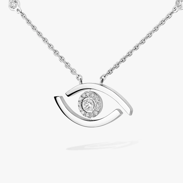 Messika Lucky Eye Necklace in 18K White Gold | Fine Necklaces | Coveti