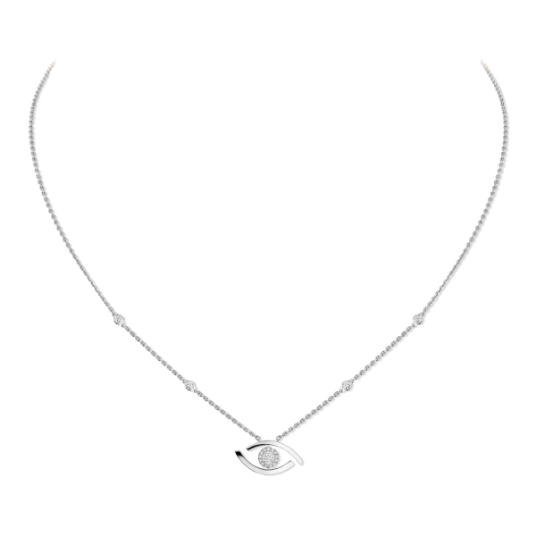 Messika Lucky Eye Necklace in 18K White Gold | Fine Necklaces | Coveti