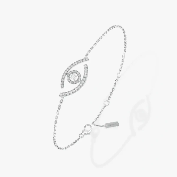Messika Lucky Eye Pave Bracelet in 18K White Gold | Fine Bracelets | Coveti