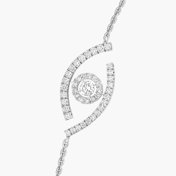 Messika Lucky Eye Pave Bracelet in 18K White Gold | Fine Bracelets | Coveti