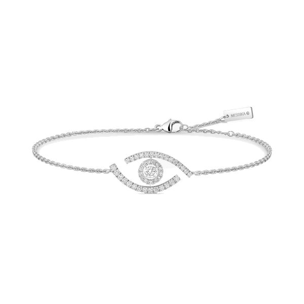Messika Lucky Eye Pave Bracelet in 18K White Gold | Fine Bracelets | Coveti