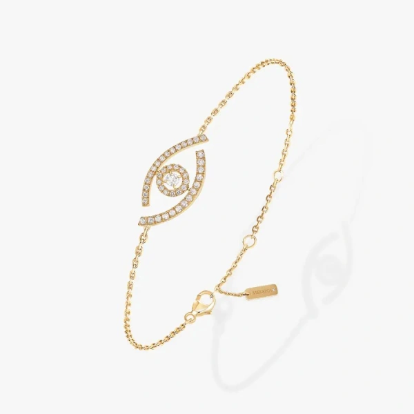 Messika Lucky Eye Pave Bracelet in 18K Yellow Gold | Fine Bracelets | Coveti