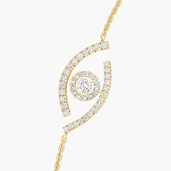 Messika Lucky Eye Pave Bracelet in 18K Yellow Gold | Fine Bracelets | Coveti