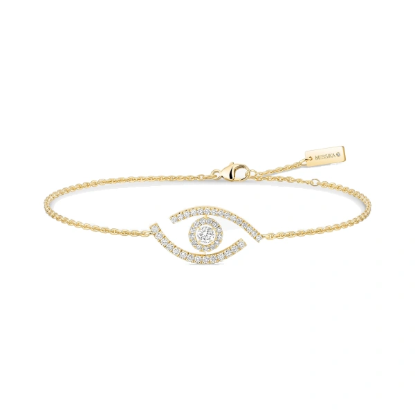 Messika Lucky Eye Pave Bracelet in 18K Yellow Gold | Fine Bracelets | Coveti