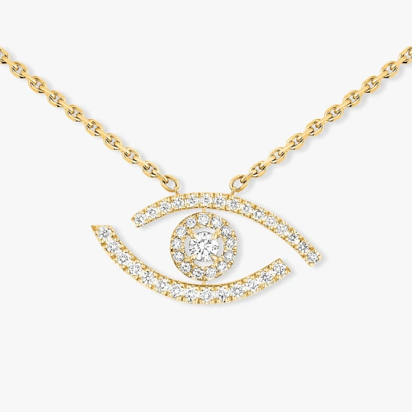 Messika Lucky Eye Pave Necklace in 18K Yellow Gold | Fine Necklaces | Coveti