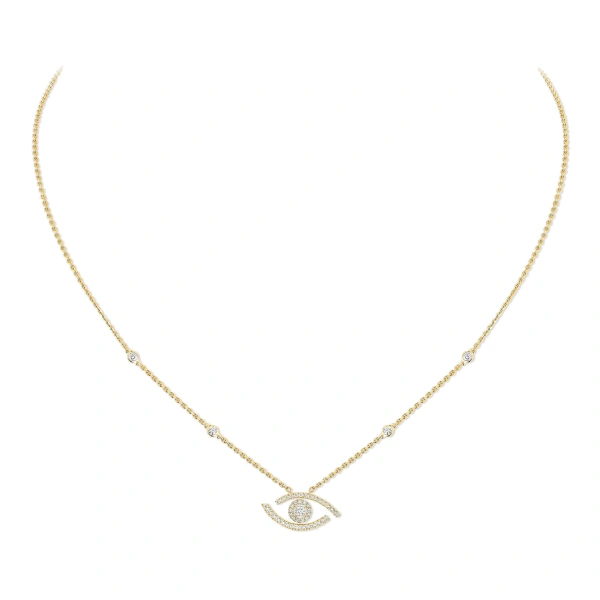 Lucky Eye Pave Necklace in 18K Yellow Gold