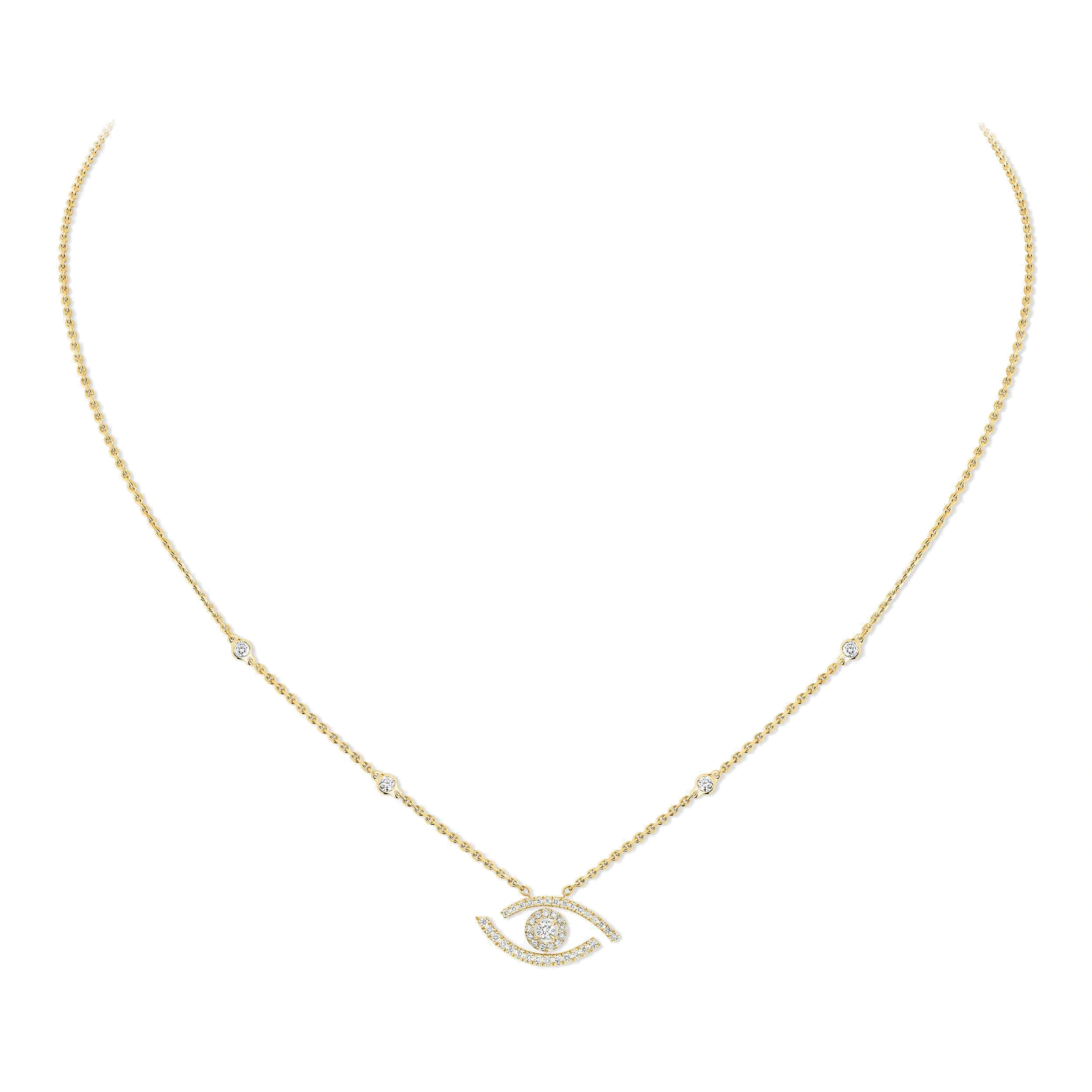 Messika Lucky Eye Pave Necklace in 18K Yellow Gold Messika Lucky Eye Pave Necklace in 18K Yellow Gold | Fine Necklaces | Coveti
