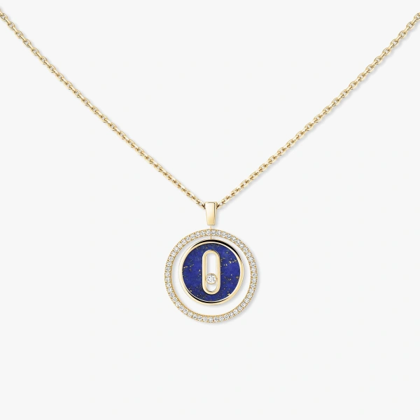Messika Lucky Move Lapis Lazuli Necklace in 18K Yellow Gold, Small Model | Fine Necklaces | Coveti