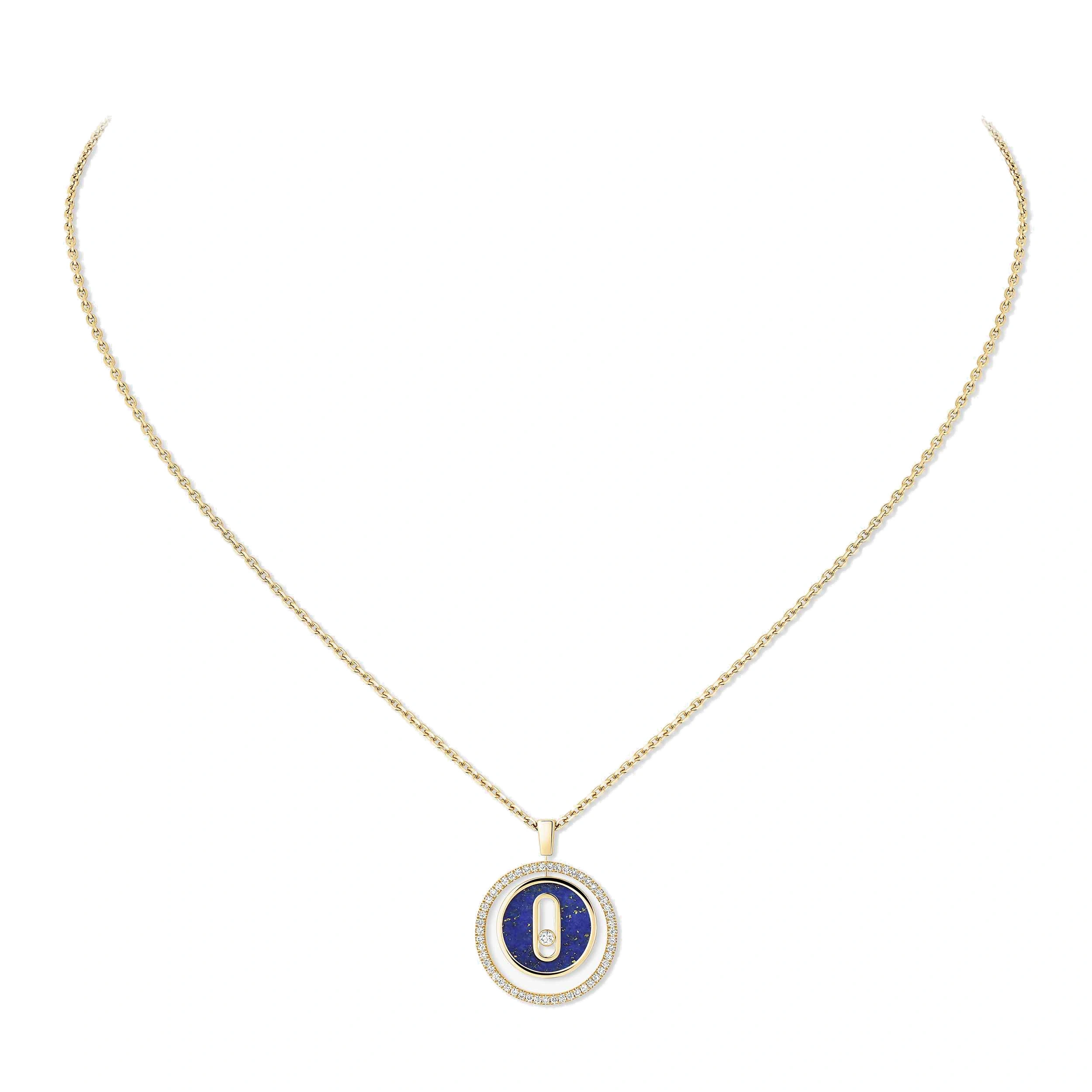 Messika Lucky Move Lapis Lazuli Necklace in 18K Yellow Gold, Small Model Messika Lucky Move Lapis Lazuli Necklace in 18K Yellow Gold, Small Model | Fine Necklaces | Coveti