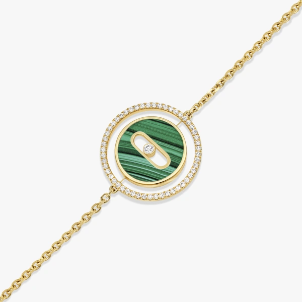 Messika Lucky Move Malachite Bracelet in 18K Yellow Gold, Small Model | Fine Bracelets | Coveti