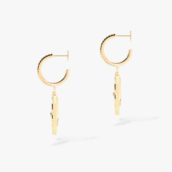 Messika Lucky Move Malachite Drop Earrings in 18K Yellow Gold | Fine Earrings | Coveti