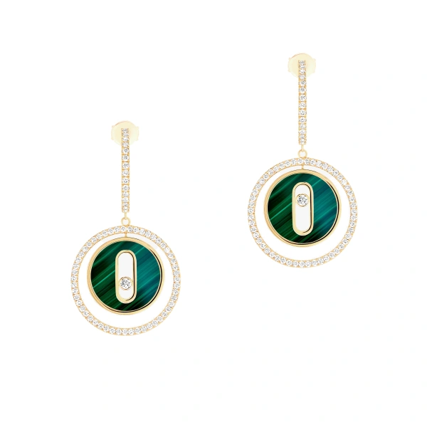 Lucky Move Malachite Drop Earrings in 18K Yellow Gold