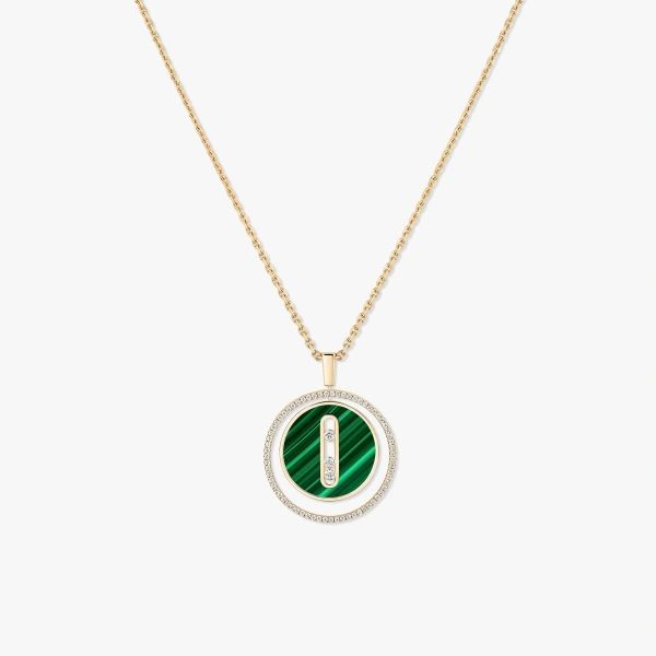 Messika Lucky Move Malachite Necklace in 18K Yellow Gold, Medium Model | Fine Necklaces | Coveti