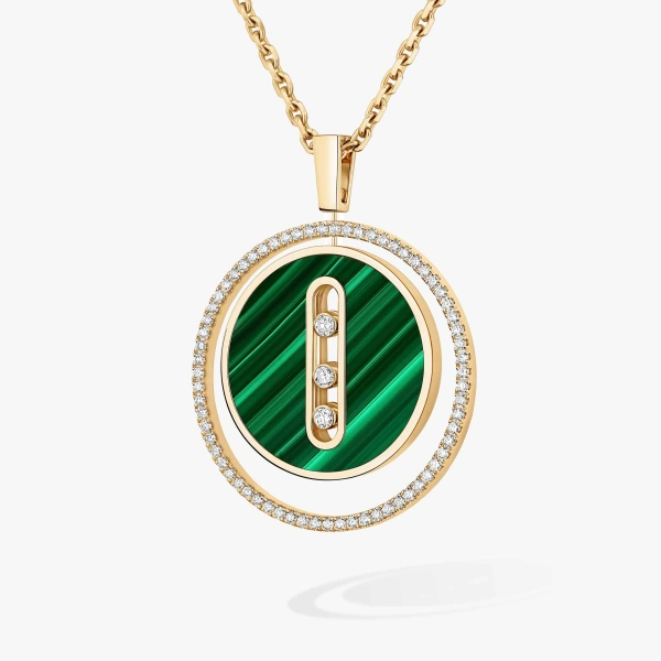 Messika Lucky Move Malachite Necklace in 18K Yellow Gold, Medium Model | Fine Necklaces | Coveti