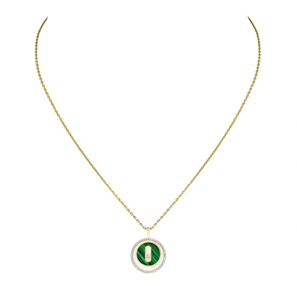 Messika Lucky Move Malachite Necklace in 18K Yellow Gold, Small Model | Fine Necklaces | Coveti